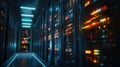 Artificial Intelligence Server Room â Digital Data Network and High Performance Cloud Computing Concept Royalty Free Stock Photo