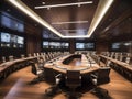 Hightech conference room with digital screens