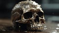 Sleek and Futuristic Metal Skull - Generative AI Art for Alternative, Gothic, and Futuristic Aesthetics