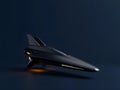 Sleek Futuristic Spaceship Concept Render on Dark Blue Background Royalty Free Stock Photo