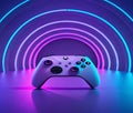 Sleek Gaming Controller in Neon Lighting Setup Royalty Free Stock Photo