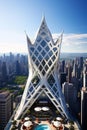 Sleek Geometric Marvel in Metropolis: A Captivating Architectural Masterpiece