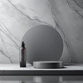 Sleek gray podium for chic product presentation.