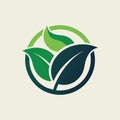 A sleek green leaf logo displayed on a white background, Create a sleek symbol for a compostable packaging company