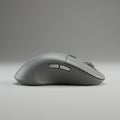 A sleek, grey computer mouse with a smooth, ergonomic design is shown in profile Royalty Free Stock Photo