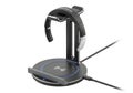 Sleek headset stand with integrated wireless charging base for modern tech setups Royalty Free Stock Photo