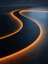 Futuristic glowing orange lines curve smoothly against a dark textured surface creating an abstract modern design with dynamic Royalty Free Stock Photo