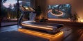 A sleek, high - tech smart treadmill in a modern, minimalist home gym setting Royalty Free Stock Photo