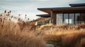 Delicately Rendered Landscapes: A House With Brown Grass In Front