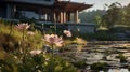 Unreal Engine 5: A Hyper-realistic House With Trees And Lotus Pond