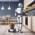 A Humanoid Robot Assisting with Household Chores in a Modern Kitchen. Generative Ai Royalty Free Stock Photo