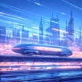 Sleek Hyperloop Train in Futuristic Cityscape