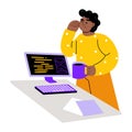 A flat style illustration showing a developer Royalty Free Stock Photo
