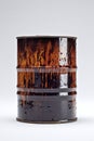 Sleek Industrial Elegance: Black Metal Oil Drum on Transparent Background.