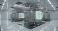 Sleek industrial facility featuring massive bioreactors Royalty Free Stock Photo