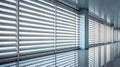 Sleek Interior, Automated Office Window Blinds, Light Control, Efficiency and Style, Generative AI