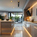 Sleek Kitchen with High-End Appliances Royalty Free Stock Photo