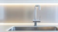 Sleek Kitchen Sink with Illuminated Backsplash. Interior detail, luxury plumbing