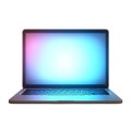 Sleek Laptop Blank Screen Display Mockup with Vibrant Gradient Light Effects Royalty Free Stock Photo