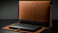 Sleek Leather Laptop Case, Made with Generative AI