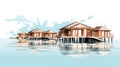 Sleek Luxury Resort with Overwater Bungalows AI Generated