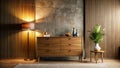 Sleek Matte Dresser in a Dramatic Interior Setting A Stunning Example of Modern Design with Textured Walls and Royalty Free Stock Photo