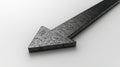 Black Arrow Points Diagonally Downward on a White Surface Royalty Free Stock Photo