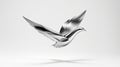 Sleek metallic bird in mid-flight against minimalist background Royalty Free Stock Photo