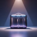 Sleek Metallic Briefcase Illuminated by Spotlight on a Gradient Background luggage Royalty Free Stock Photo