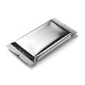 Sleek metallic foil-wrapped rectangular product resting on a flat surface Royalty Free Stock Photo