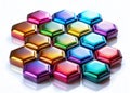 Sleek Metallic Hexagon Buttons A Modern UI Design Element Set for Web Applications and User Interfaces Royalty Free Stock Photo