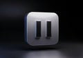 A sleek, metallic pause button icon, featuring two parallel vertical Royalty Free Stock Photo