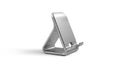 A sleek metallic phone or tablet stand with a modern triangular design Royalty Free Stock Photo