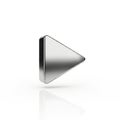 Sleek metallic play button on a white reflective surface Royalty Free Stock Photo