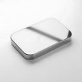 Sleek metallic rectangular tray isolated on white background Royalty Free Stock Photo