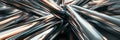 Sleek metallic rods intersecting and forming abstract structures, reflecting on a glossy black surface, 3D Royalty Free Stock Photo