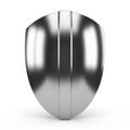 Sleek metallic shield with reflective surface and symmetrical vertical ridges Royalty Free Stock Photo