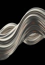 A sleek, metallic wave with smooth curves flows sinuously against a black Royalty Free Stock Photo