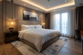 Sleek Minimalist Bedroom Oasis with Plush Comforts. Concept Bedroom Decor, Minimalist Design, Plush