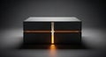 Mysterious Black Box with Glowing Orange Light on Dark Background, Futuristic Technology Concept Royalty Free Stock Photo