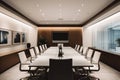 Sleek Minimalist Conference Room: High-Tech, Creativity Inspiring, and Focus-Driven