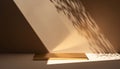 Elegant Golden Product Display Platform with Sunlight and Abstract Shadows Royalty Free Stock Photo