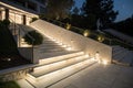 Modern minimalism style stairs with night lighting Royalty Free Stock Photo