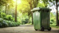 Modern, Mobile Green Recycling Bin Ã¢â¬\' Efficient Waste Management Solution for Outdoor Spaces with a