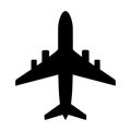 Airplane Silhouette Icon. Minimalist Plane Icon Royalty Free Stock Photo