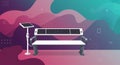 A sleek, modern bench featuring a solar panel on its backrest, likely for charging Royalty Free Stock Photo