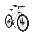 Sleek and modern bicycle placed against a plain white backdrop Royalty Free Stock Photo