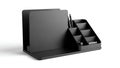 Modern Black Desk Organizer with Pen Holder and File Sorter, Isolated on White Royalty Free Stock Photo