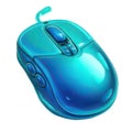 A sleek and modern blue wireless computer mouse with a scroll wheel and two buttons Royalty Free Stock Photo