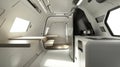 A sleek, modern camper van interior with a compact kitchen and minimalist design. digital Royalty Free Stock Photo